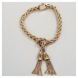 14K gold tasseled rope chain bracelet- 33.0g,