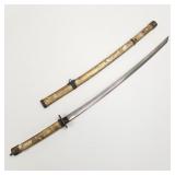 Japanese sword with decorated metal scabbard- 40'L