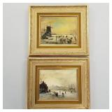 2 K deLong signed oil paintings on board- Dutch