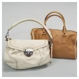 2 vintage Prada handbags: bone leather & camel