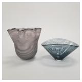 2 Kosta Boda signed vases- Goran Warft, etc- 9'H