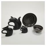 5 pieces artisan pottery including Michael Lambert