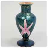Orient & Flume art glass vase with lily design-