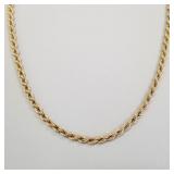 14K gold rope chain necklace- 8.9g- 20'L