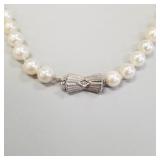 Vintage 7mm pearl necklace with 14K white gold