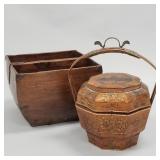 2 antique, etc. baskets- one is 14'H 12 1/2'W