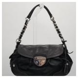 Vintage Prada black leather & nylon purse with