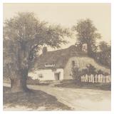 Antique Ernest Rost etching 'Delaware Home'