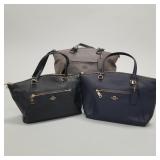3 Coach pebble grain leather bags- blue, black,