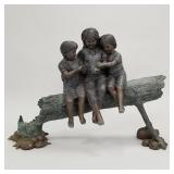 Large heavy bronze figural garden sculpture signed