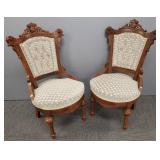 2 antique Victorian ladies slipper chairs: 36'H