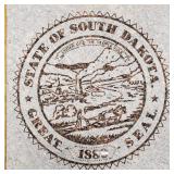 Etched stone State of S. Dakota seal: framed 21'x