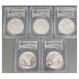 Five- 2013 .999 silver 1oz Panda coins-