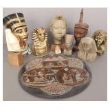 Gp Egyptian, etc motif items incl carved wood,