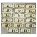 Gp U.S. currency incl 2- $2 bills & 15- $1 silver