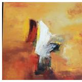 Signed Petros Martin oil on canvas: abstract in