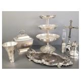 Gp ornate silverplate & metalware incl 18' tray,