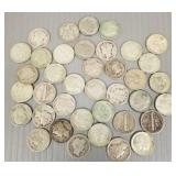 Gp incl 36 U.S. silver dimes- Mercury, Roosevelt,