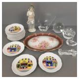 Gp crystal & porcelain incl Lladro figure,