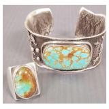 2 pcs jewelry: Southwest artisan sterling silver &