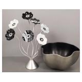 2 pcs: Mathias Paris pottery bowl & metal and