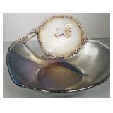 Debra Hall signed artisan art glass & agate bowl-