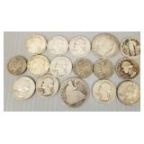 Gp Asst U.S. silver coins incl 2 early 1/2 dollars