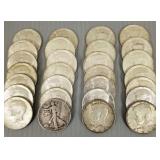 28 Kennedy 1/2 dollars- 6 are 90% 1964, 22 are