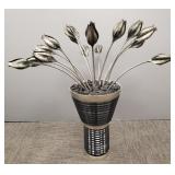 Modern floral & rock sculpture in vase- 32'H 32'W