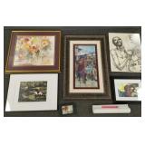 6 pcs artwork incl signed & #'d Sidney Carter cafe