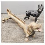 2 antique cast iron doorstops: Boston terrier 8'L
