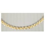 14K gold rope chain necklace- 15.6g; 20'L