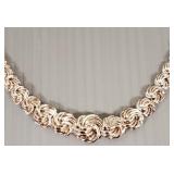 Sterling silver fancy link necklace: 17'L, 17g