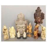 Collection Asst Asian figures, various materials-