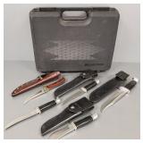 5 Buck knives incl Akonua, etc- 12' longest