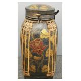 Asian 24' decorated woven basket with lid