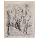 Signed D '53 miniature etching: framed 8 1/2'x