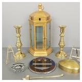 Gp brass & metal incl 10' candlesticks, shell