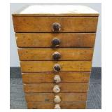 Vintage 8 drawer wood cabinet- 23'H 14'W 12'D