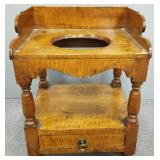 Antique tiger maple plant table w/ drawer- 21'H