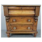 Antique child's empire chest w/ glass pulls- 15'H
