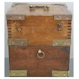 Antique English brass bound dovetailed wood box-