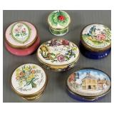 6 Battersea enameled miniature trinket boxes