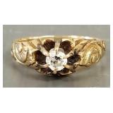 Antique 14k gold ring s/w diamond- 2.9g,