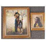 2 Southwest figural paintings: one on board w/