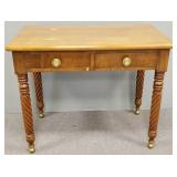 Antique writing table w/ drawers, barley twist
