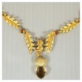 Tested 14K gold & citrine thistle motif pendant/