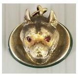 Antique gilt silver & jade dog head fob/ seal