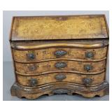 Antique dutch marquetry miniature slant front desk