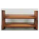 2 mid-century teak hanging shelves- 5'H 18'W